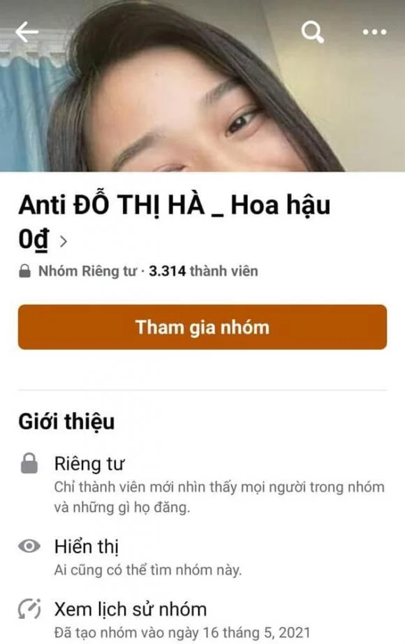 Đỗ Thị Hà đăng quang Hoa hậu Việt Nam 2020. Dù chưa dính scandal nào nhưng nàng Hậu vẫn bị lập group antifan. Cụ thể nhóm này được lập vào tháng 5/2021 và hiện có hơn 3.300 thành viên. Các anti-fans đã sử dụng những từ ngữ thô tục xúc phạm Hoa hậu Việt Nam 2020. Chỉ trong vòng 1 ngày (24/7 - 25/7), nhóm này từ 2.900 thành viên đã lên tới hơn 3.300. Việc Đỗ Thị Hà bị lập group anti khiến nhiều người bất ngờ vì cô vẫn luôn giữ hình ảnh sạch từ khi đội lên đầu vương miện hoa hậu danh giá.