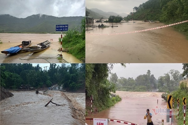 Nước lũ dâng cao khiến nhiều địa phương Quảng Trị bị chia cắt (Ảnh Vietnamnet)