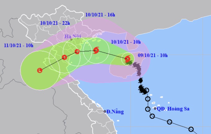 Dự kiến hướng đi và vùng ảnh hưởng của bão Lionrock. Ảnh: NCHMF