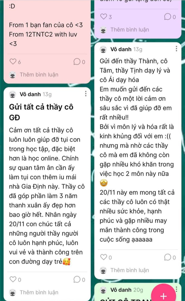 Những lời chúc mừng được gửi dưới dạng confession.