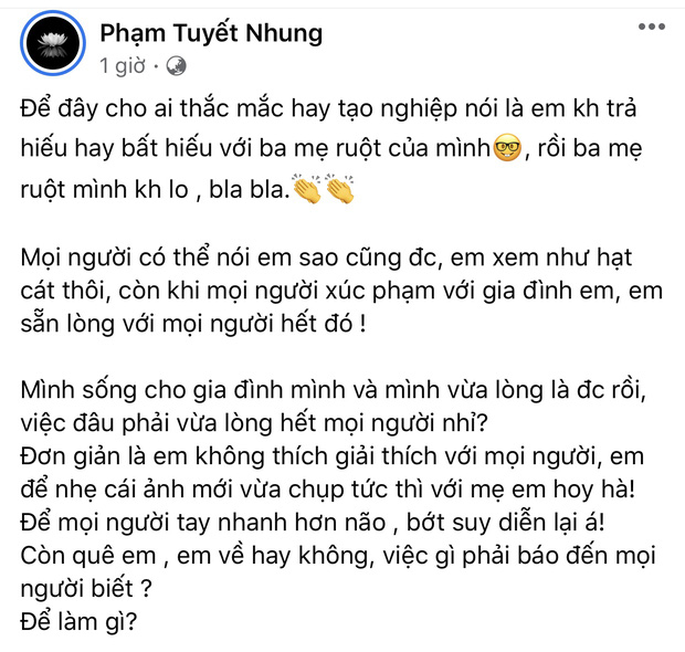 Con gái nuôi Phi Nhung lên tiếng làm rõ tin đồn bất hiếu với cha mẹ ruột