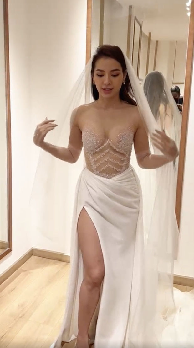 Phương Trinh Jolie diện váy cưới hư hỏng chụp váy cưới cùng Lý Bình