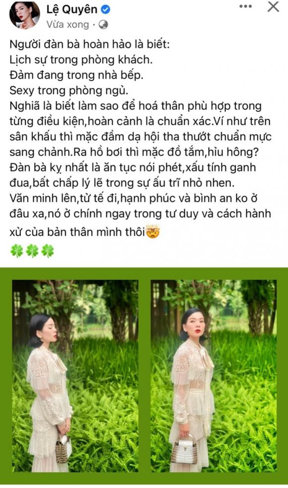 Lệ Quyên thẳng thắn nói về tiêu chí trở thành người đàn bà hoàn hảo