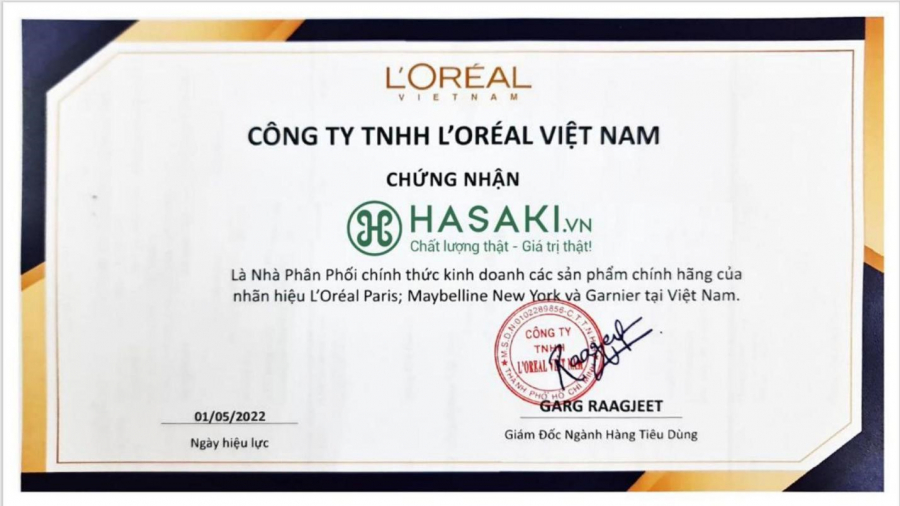 Hasaki được các nhãn hàng công nhận là Đại lý phân phối chính hãng