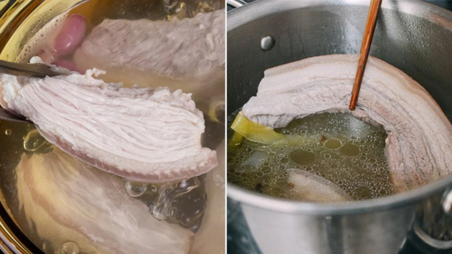 Bạn có thể luộc thịt bằng nước nóng hoặc nước lạnh tùy theo nhu cầu.