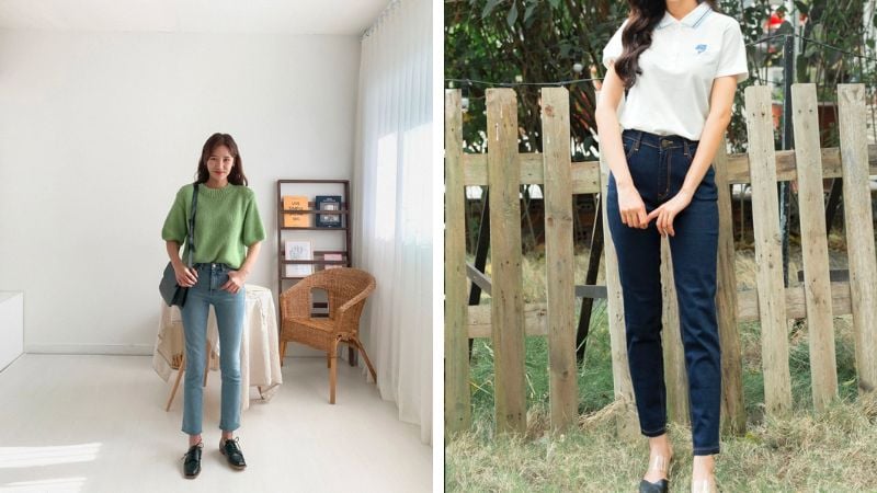 Áo phông kết hợp quần skinny jeans trẻ trung năng động