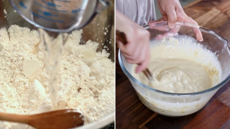 Cách pha bột chiên giòn dễ nhất là sử dụng bột mì và nước nhưng trước khi đem đi để nhúng thực phẩm, bạn nên để bột nghỉ 30 phút.