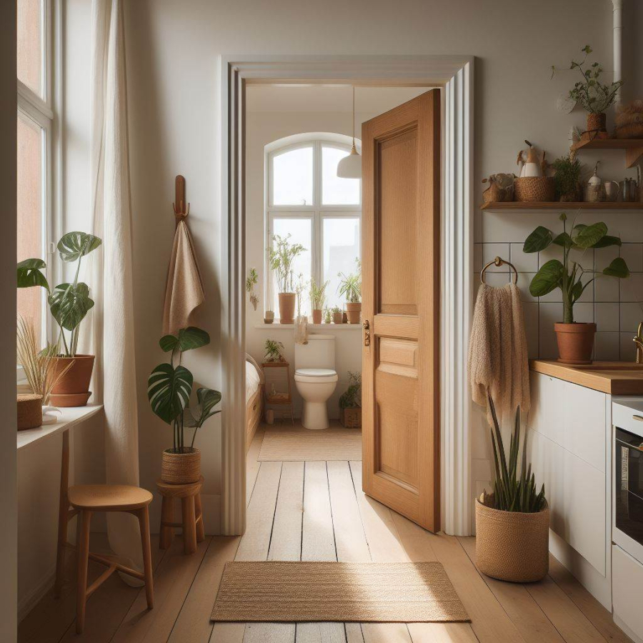 Vị trí của cửa nhà bếp đối diện với cửa nhà vệ sinh cần được chú ý đặc biệt vì sự gần gũi này có thể tạo ra một dòng chảy năng lượng không mong muốn