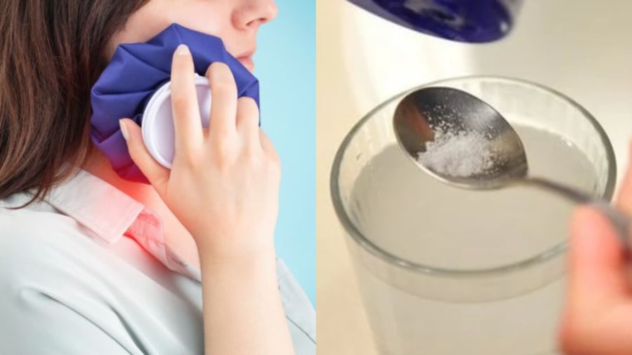 Chườm lạnh và súc miệng nước muối là những cách đơn giảm giúp giảm đau răng.