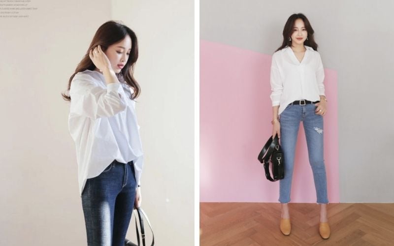 White shirts paired with jeans