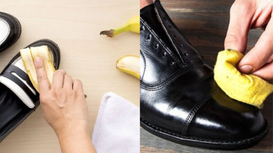 Vỏ chuối giúp làm sạch và bóng giày da