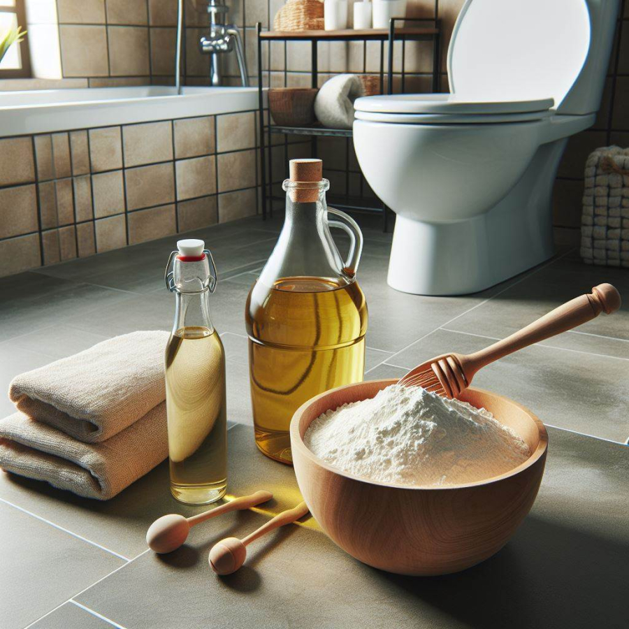 Nếu gặp phải vấn đề vết ố vàng hoặc sự xỉn màu trên gạch và tường nhà vệ sinh, bạn có thể thử sử dụng bột mì hoặc bột gạo phối hợp với dầu ăn để khắc phục