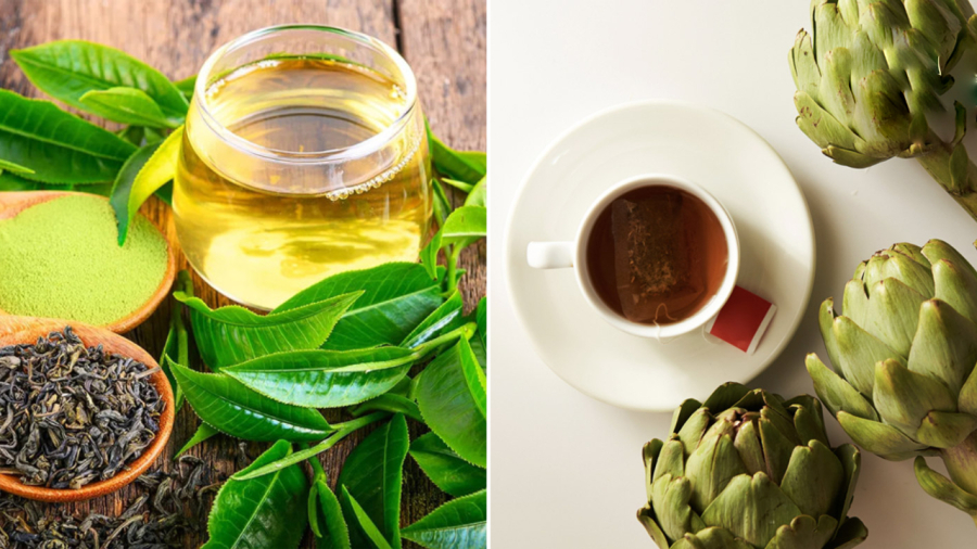 Trà xanh, trà atiso là những đồ uống bình dân, có tác dụng làm mát gan.