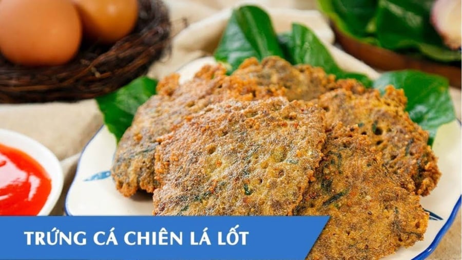 Trứng cá chiên lá lốt