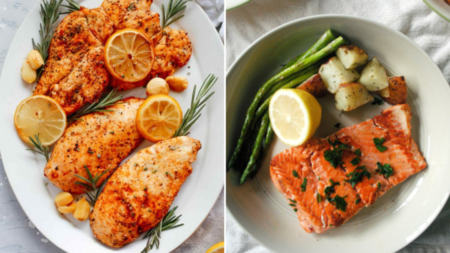 Ức gà và cá là thực phẩm tốt cho sức khỏe.