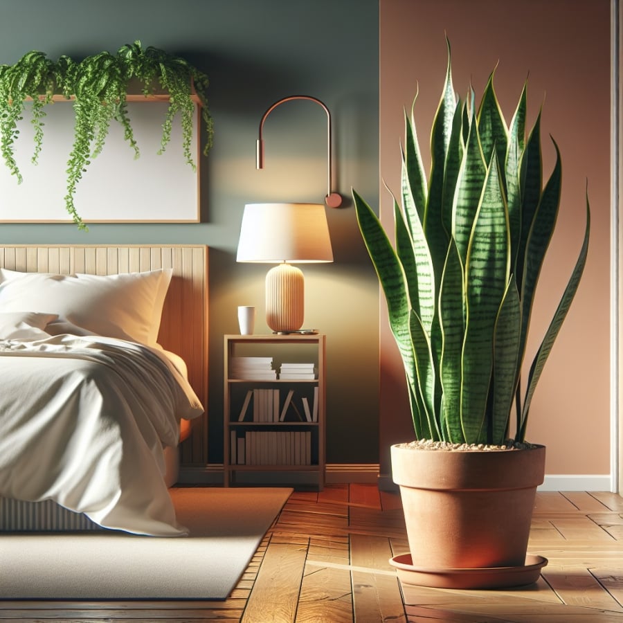 Với không gian này, bạn có thể đặt cây phong thuỷ ở góc tường hoặc bên cạnh giường