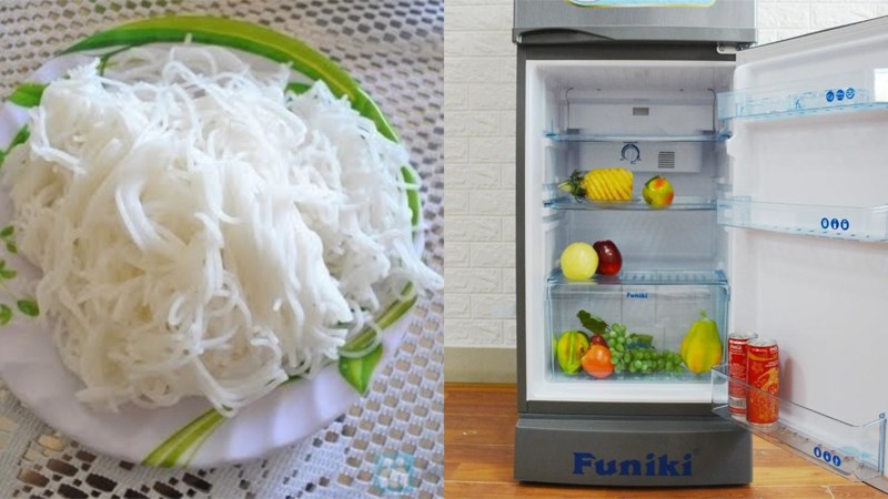 Đặt bún vào túi hút chân không hoặc hộp đựng thực phẩm và đặt vào ngăn mát tủ lạnh
