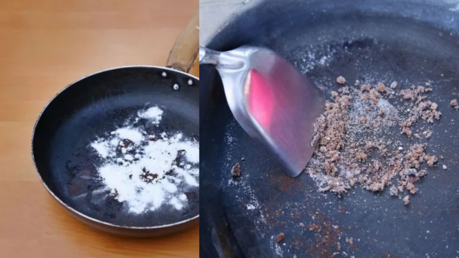 Muối giúp làm sạch nồi chảo cháy đen dễ dàng hơn