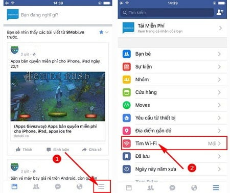 Facebook cung cấp tính năng tìm kiếm Wifi miễn phí cho người dùng một cách dễ dàng. 