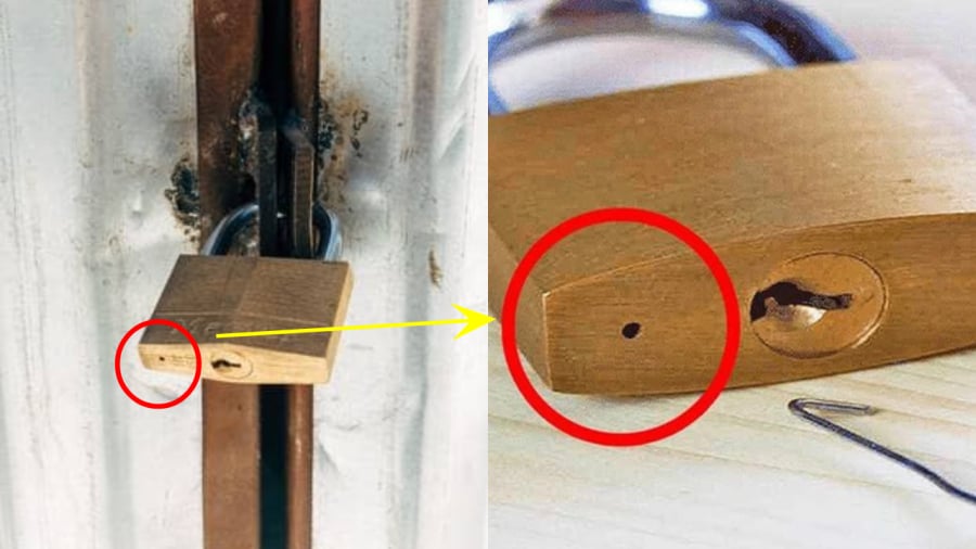 Công dụng chính của lỗ nhỏ dưới đáy ổ khóa là thoát nước.