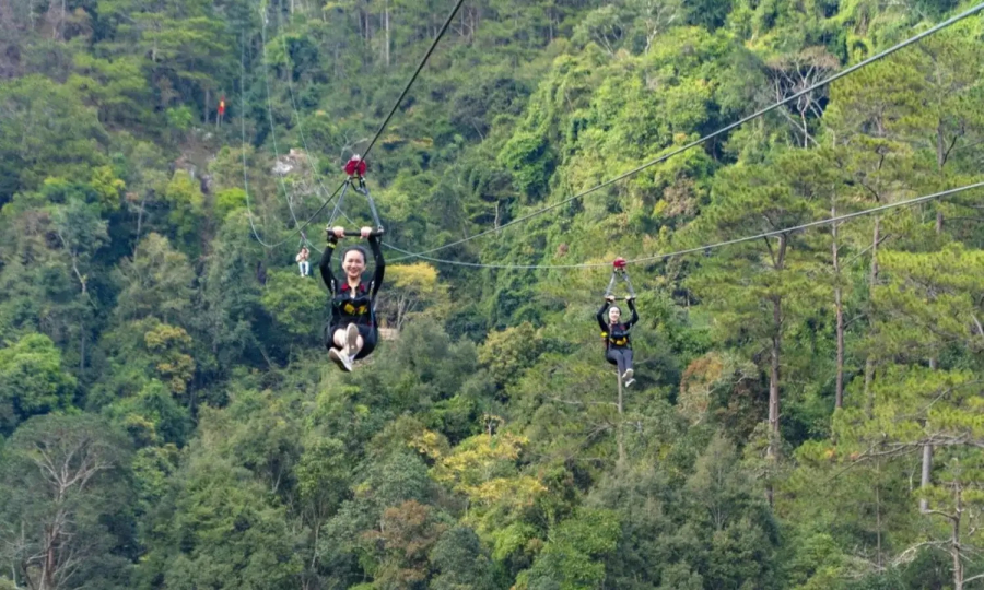 Zipline xuyên rừng dài bậc nhất Châu Á
