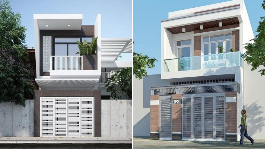 Hai mẫu nhà phố 2 tầng có thiết kế đơn giản, có tính ứng dụng cao.