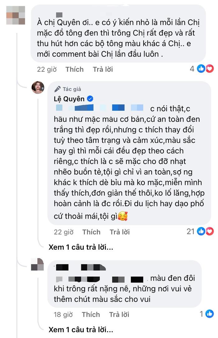 Quan điểm của Lệ Quyên về phong cách thời trang riêng ngay lập tức nhận được sự đồng tình