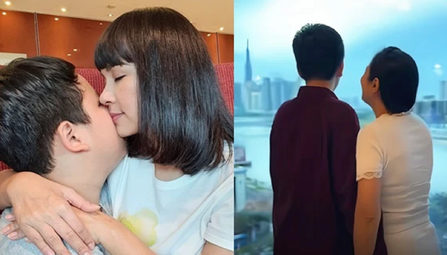 Việt Trinh thường xuyên chia sẻ những hình ảnh ôm hôn con trai 15 tuổi.
