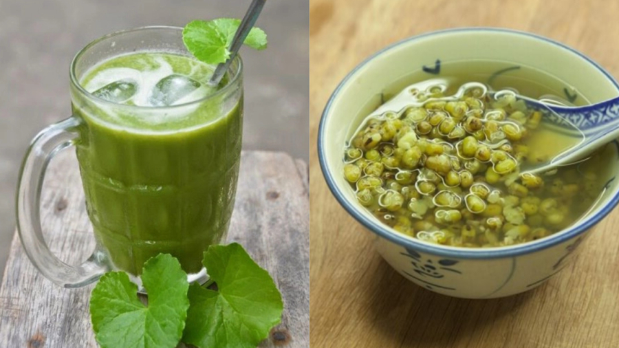 Nước rau má và các loại nước uống, đồ ăn chế biến từ đậu xanh có tác dụng làm mát gan rất tốt.