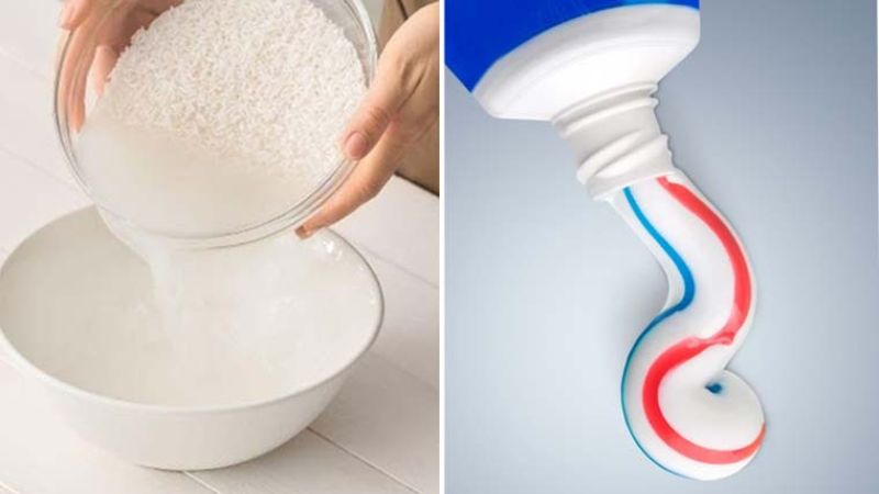 Nước vo gạo trộn kem đánh răng sẽ được dung dịch tẩy rửa đa năng.