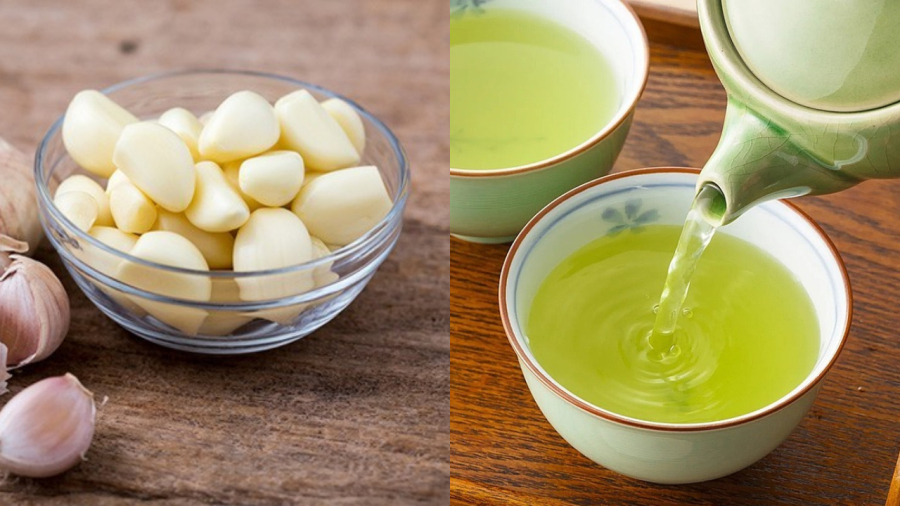 Tỏi và trà xanh cũng là những thực phẩm tốt cho người bị đau dạ dày.