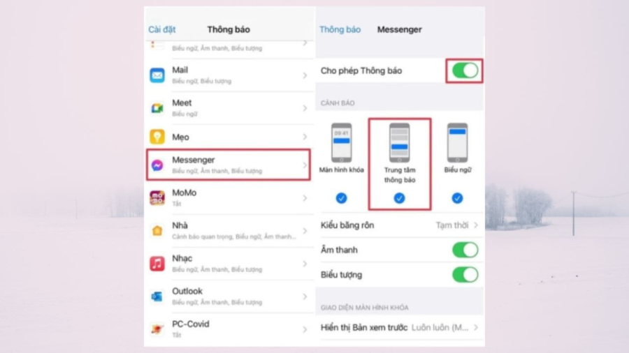 Thông báo nổi tin nhắn trên iOS