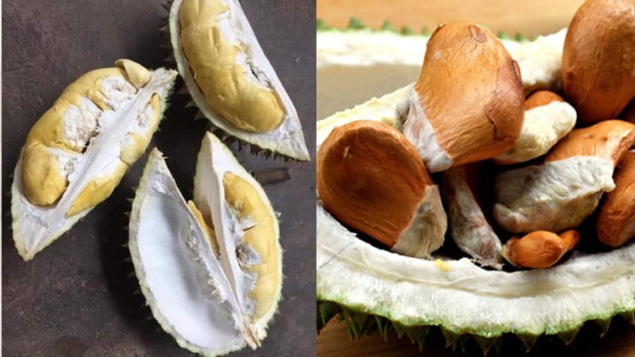 Phần vỏ sầu riêng và hạt sầu riêng đều có thể ăn được, hương vị cũng thơm ngon không kém phần cơm sầu riêng.