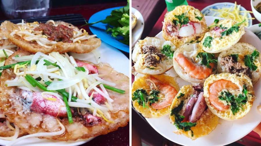 Bánh xèo mực, bánh căn hải sản cũng là những món ngon mà du khách không thể bỏ qua khi đến du lịch tại Nha Trang.