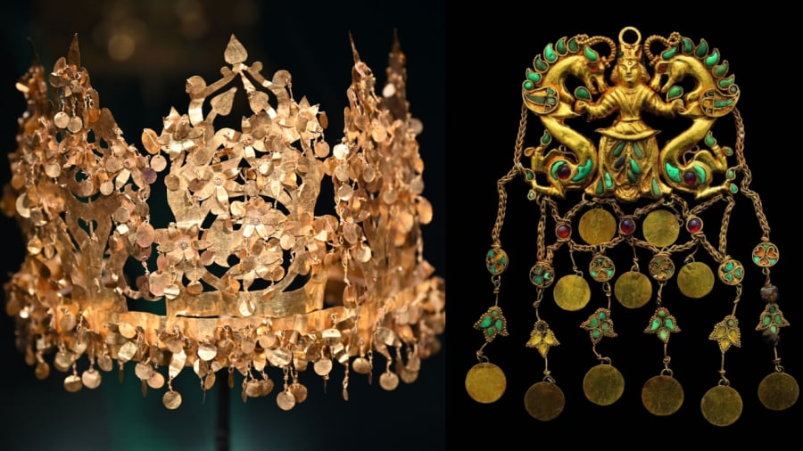 Kho báu Bactrian chứa tới hơn 20.000 vật phẩm bằng vàng và các loại đá quý.
