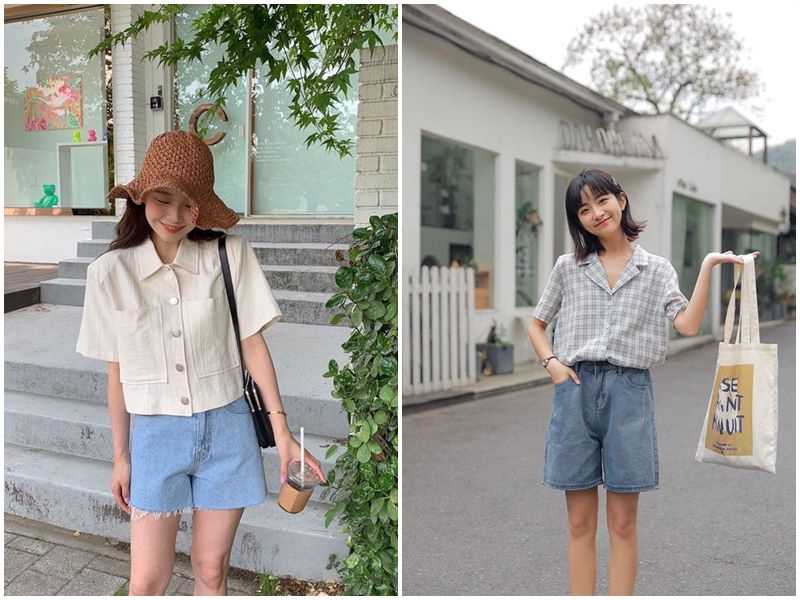 Oversized short-sleeved shirt and shorts