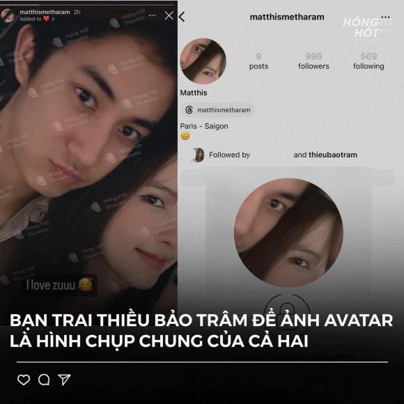Bạn trai Thiều Bảo Trâm thay đổi đổi ảnh đại diện trên tài khoản Instagram bằng ảnh của cả hai. 