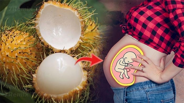 Pregnant woman eating rambutan