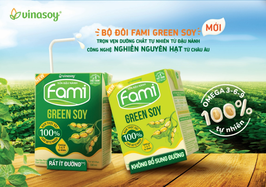   Bộ đôi Fami Green Soy với 2 loại: Rất ít đường và Không bổ sung đường.