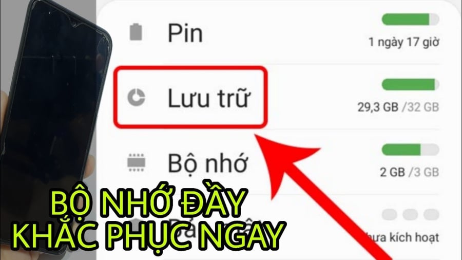 Điện thoại báo đầy bộ nhớ