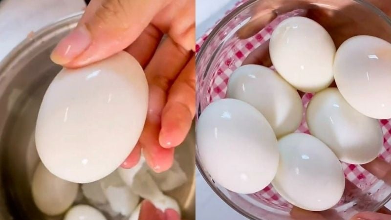 Lúc luộc trứng cho thêm vài giọt giấm sẽ róc vỏ
