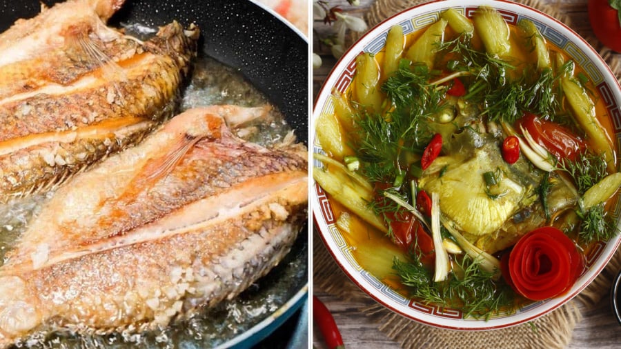 Dù bạn chọn cách rán cá hay không rán cá thì khi nấu canh đều phải sử dụng nước nóng.