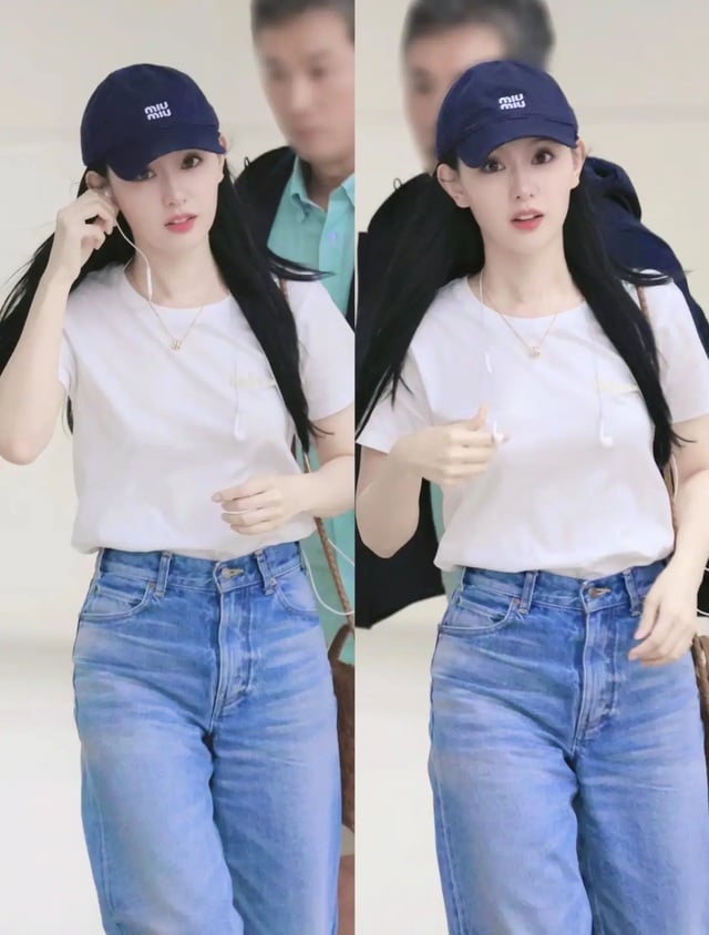 Áo thun trắng sơ vin với quần jeans như Kim Ji Won. Đơn giản nhưng không bao giờ lỗi thời, mang đi đâu cũng đẹp. 