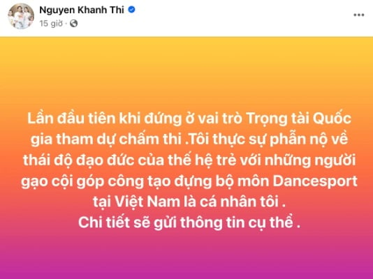 Bài đăng của Khánh Thi trên trang cá nhân.