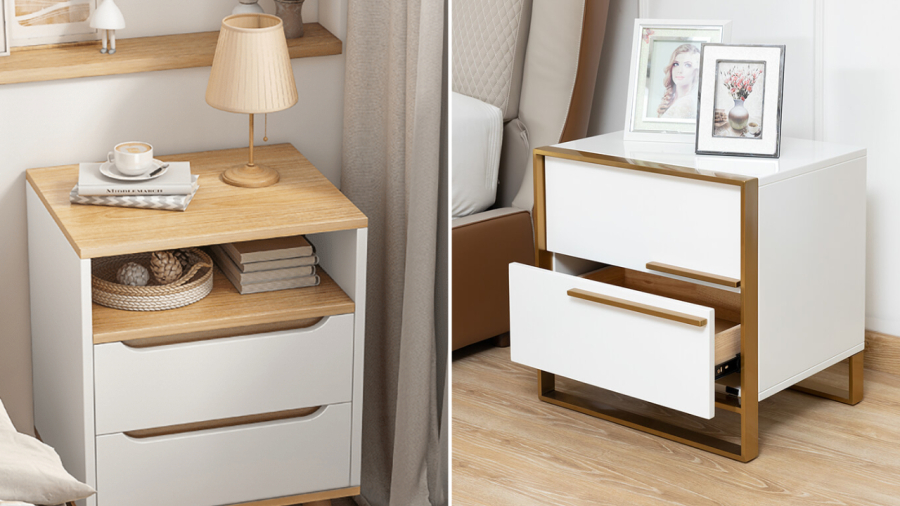 Bedside tables with lamps