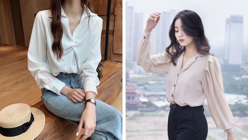 Áo sơ mi kết hợp với quần vải hoặc quần jeans