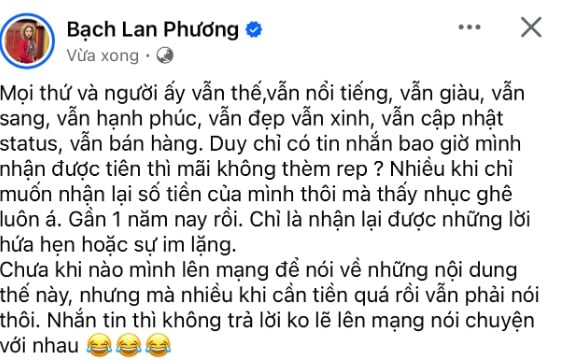 Bài đăng gây xôn xao của Bạch Lan Phương

