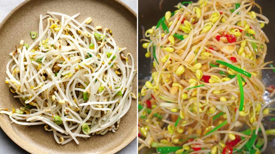 Image of stir-frying bean sprouts