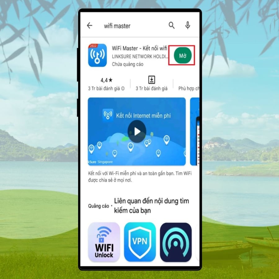 Tải ứng dụng: Cài đặt ứng dụng Wifi Master từ cửa hàng ứng dụng trên điện thoại Android hoặc iPhone của bạn.    