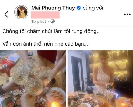 Hoa hậu Mai Phương Thuý ăn mừng bên bạn bè và công khai nhắc đến 